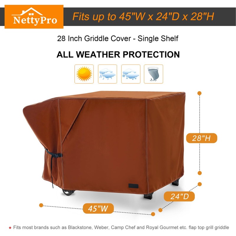 NettyPro Griddle Cover for Blackstone 28" Griddle with Single Shelf,