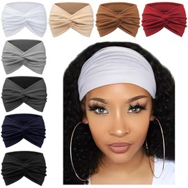 AQOKKA Extra Wide Headbands for Women Large Turban Headband Non Slip Boho Elastic Hairband Hair Twisted Knot Head Bands Accessories