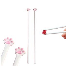 Zvorgath Cat Paw Chopsticks, Non-Slip Pink Plastic Chopsticks with Cute Paw Prints, Meowgic Tableware Themed, Fun for Cat Lovers
