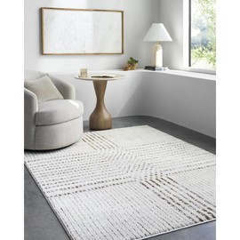 Livabliss x Galey Alix Architect IV Modern Geometric Area Rug, 5'3" x 7' (5' x 7'), Ivory/Dark Brown Stripe