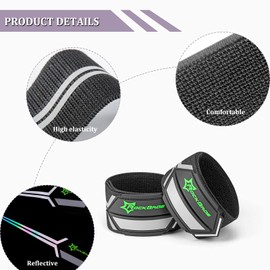 ROCKBROS Reflective Bands 1 Pair with Velcro Fastening for Outdoor Jogging, Cycling, Hiking, Running, Black