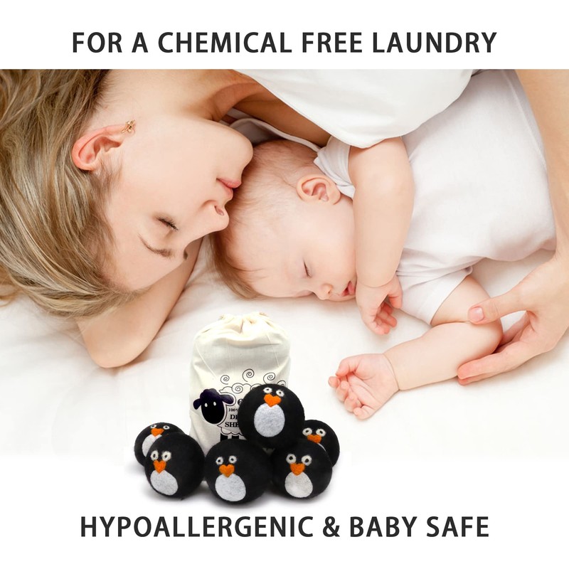 Pack of 6 Wool Dryer Balls, Muulaii Reusable Fabric Softener,