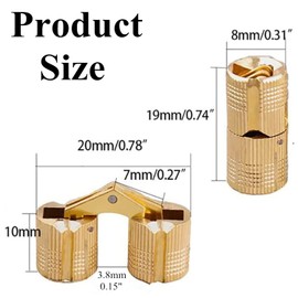 4 Pcs Hidden Brass Barrel Hinges, Concealed Box Hinges Invisible for Furniture, 180 Degree Opening Angle Cabinet Hinge for DIY Jewelry Box Hand Craft (Gold, 8mm)