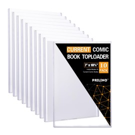 10ct Current Comic Book Toploaders - Modern Comic Book Top loaders, Crystal Clear Regular Comic Book Topload, Premium PVC Comic Book Holder, Crystal Clear Protection for Display, Storage, Collection