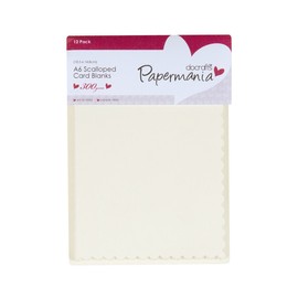 Papermania A6 300 gsm Scalloped Card Blanks and Envelopes, Pack of 12, Cream
