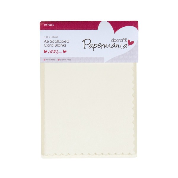 Papermania A6 300 gsm Scalloped Card Blanks and Envelopes, Pack