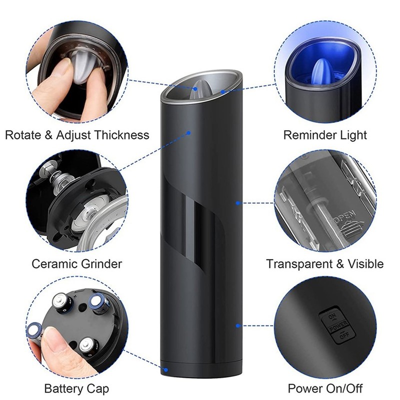 Electric Pepper Grinder Stainless Steel Wireless Visual Pepper Salt Grinder