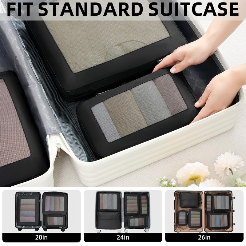 BAGAIL 4 Set/6 Set/8 Set Compression Packing Cubes Travel Accessories