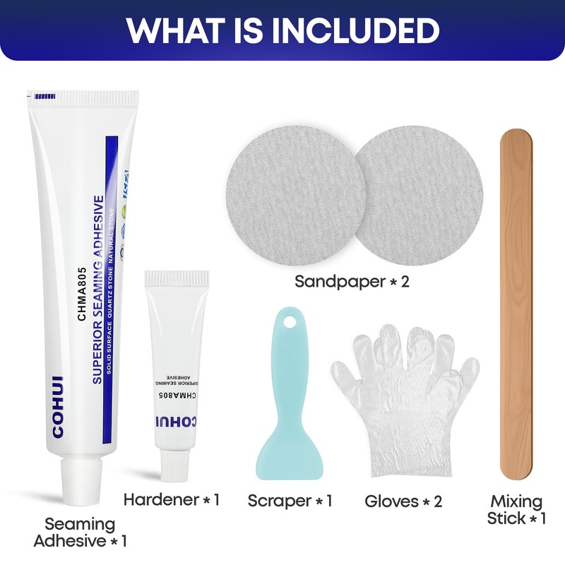 Marble and Granite Repair Kit (White) - 30-Min Quick-Drying Quartz