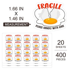 Fragile Stickers - Egg, Funny, Business Order, Mail - Warning for Shipping & Packing - 400 PCS