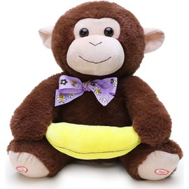 Toyland® 30 cm Peekaboo Monkey Plush Toy Animated Singing Toy with Double Function and Movable Ears Perfect for Development