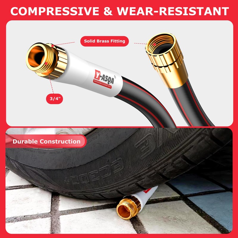 YASQA Heavy Duty Garden Hose 100 ft 5/8 Inch, Contractor's