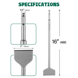 MonkeyKingBar-Sds Plus Masonry Tool 16"x3" (400 * 75mm) Scaling Chisel- SDS Plus Shank Demolition Bit for Scaling Tool for Concrete/Stone/Brick Removal