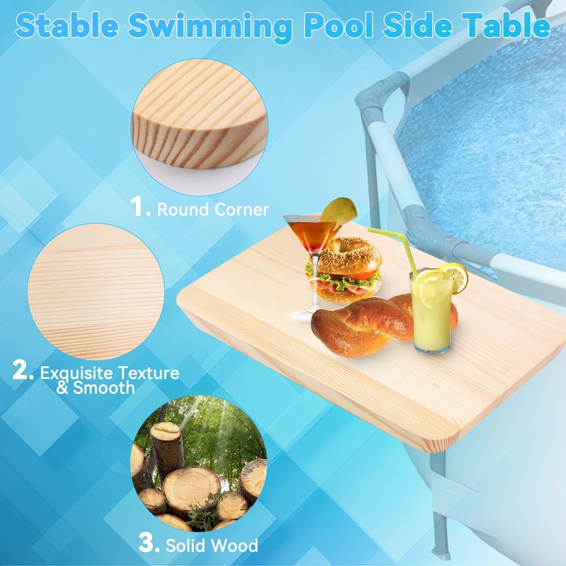 Anglekai Pool Side Bar, 15.7×9.8In Pool Side Table for Above