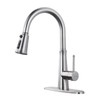 WOWOW Kitchen Faucet with Pull Down Sprayer, Stainless Steel Brushed
