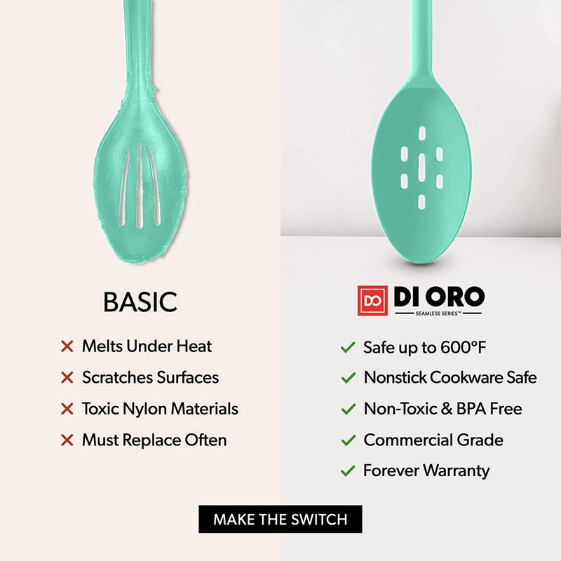 DI ORO Silicone Spoons for Cooking - Large Kitchen Spoons