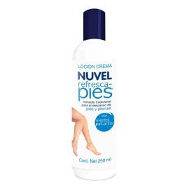 Loción Crema Nuvel Refresca Pies con Mentol y Alcanfor 250ml