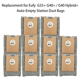 Replacement Dust Bags for Eufy Clean G35+ / G40+ / G40 Hybrid+ Auto-Empty Station Vacuum Bag, 4 Layer Filtration System with Activated Carbon (10 Pack)