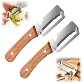 Cortador de verduras multifuncional 2 en 1 – madera y acero, abre botellas