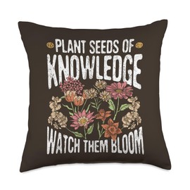 Teacher Wildflower Design Teacher Wildflower Plant Seeds of Knowledge Watch Them Bloom Throw Pillow, 18x18, Multicolor