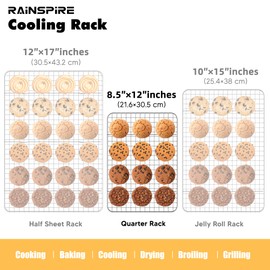 Rainspire Cooling Rack Stainless Steel, Heavy Duty Cooling Racks for Cooking and Baking, Oven Safe Wire Rack for Cooking, Baking Rack for Oven Cooking Fits Quarter Sheet Pan, 8.5" x 12", 1-Pack