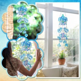 Beach Wind Chimes Diamond Art Wind Chimes Diamond Art Suncatchers Beach Diamond Art Kits with Crystal Pendant Hanging Ornament for Home Garden Patio Backyard Decor
