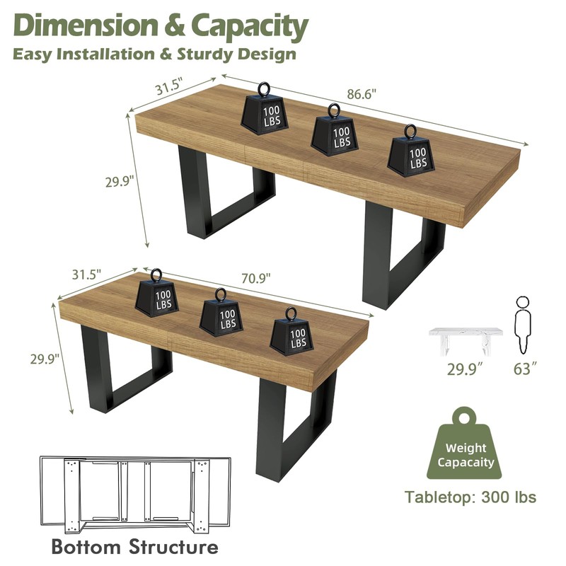 STHOUYN Farmhouse Rustic Extendable Dining Room Table for 8 10,