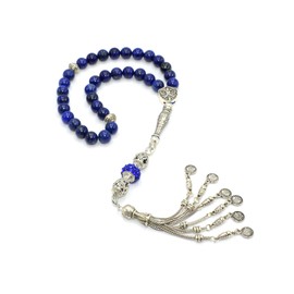 ALBATROSART -Luxury Collection- Prayer Beads-Worry Beads-Tesbih-Tasbih-Tasbeeh-Misbaha-Masbaha-Subha-Sebha-Sibha-Rosary (-Natural Lapis Lazuli Stone 8 mm 33 Beads-)