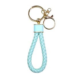 Creative microfiber high-grade braided rope keychain couple key chain female bag hanging car key ring gift (light green)