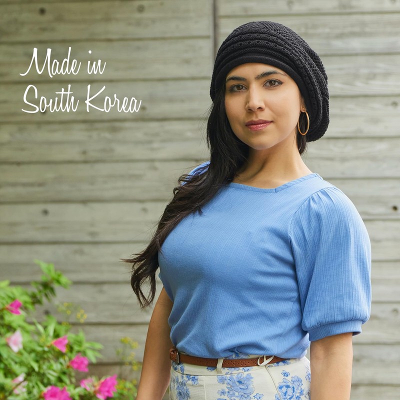 Oversized Slouchy Crochet Beanie for Women, 100% Cotton Rasta Hat