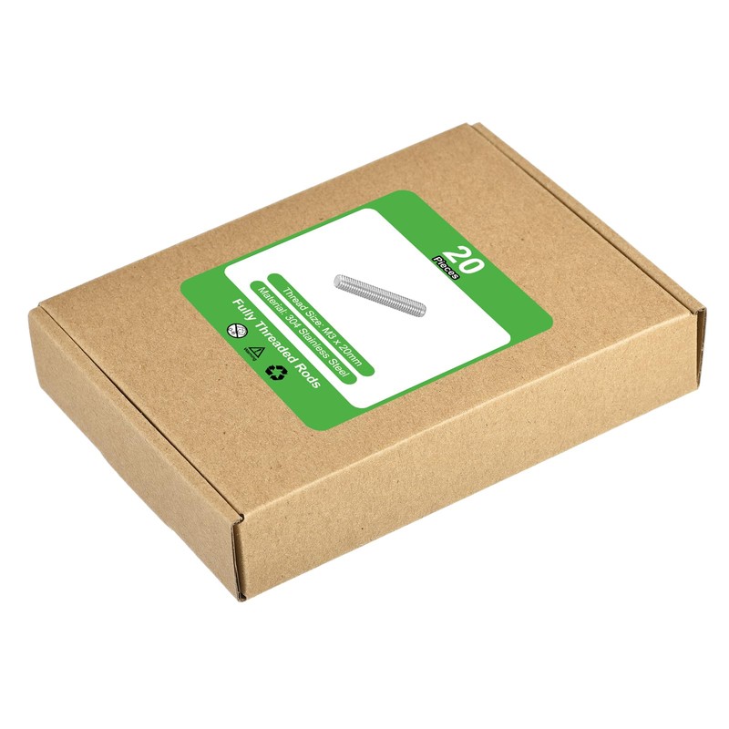 sourcing map 20Pcs M3-0.5x20mm Fully Threaded Rods, Threaded Rods Bar