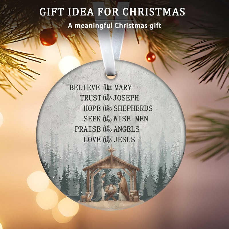 Ceramic Christmas Ornaments, Nativity Scene Birth Jesus, for Home Decor