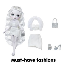 Rainbow High Shadow High Natasha Zima - Grayscale 28cm Fashion Doll, White Hair and Outfit, Stylish Handbag, Cute Present for Children 4-10 Years Old