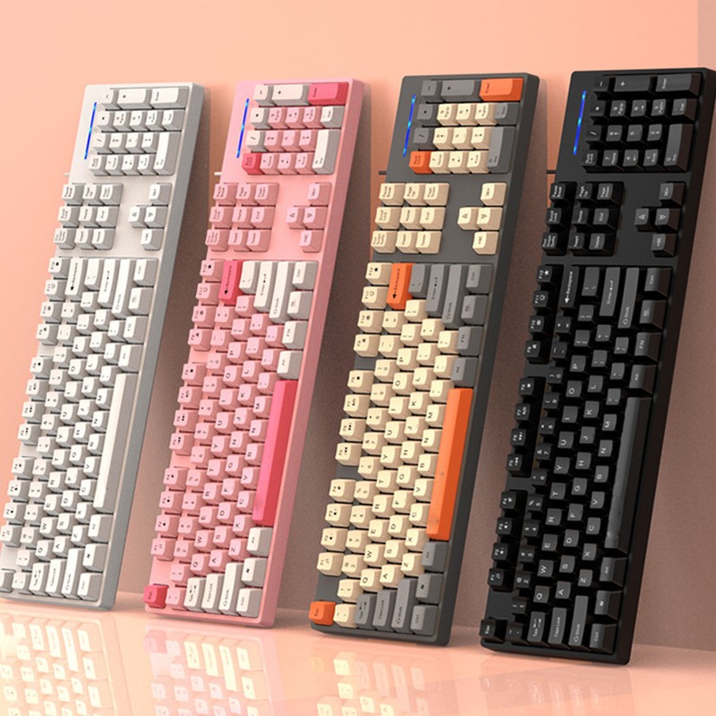 104 Keys Wired Keyboard 3 Colors Cute Gaming Keyboard USB