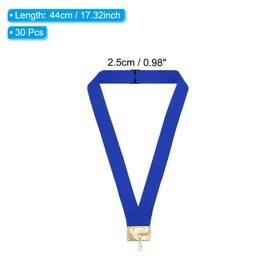 PATIKIL Award Neck Ribbons with Snap Clips, 30 Pcs Polyester Striped Medal Lanyards Ribbon with Leather Head Design for Competitions Sports Meetings Sports Party, Blue