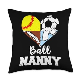 Ball Nanny Soccer Football Softball Volleyball Player Throw Pillow