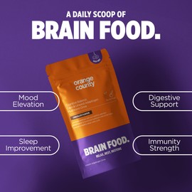 Orange County Mushroom Drink with Ashwagandha, Maitake, Shiitake, Reishi, Chamomile, Passionflower | Calm, Unwind, Sleep Adaptogen | Brain Food. | Chocolate Flavoured Powder