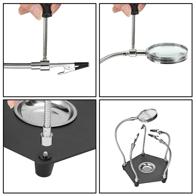 Third Hand Soldering, Soldering PCB Holder Tool with 3 x