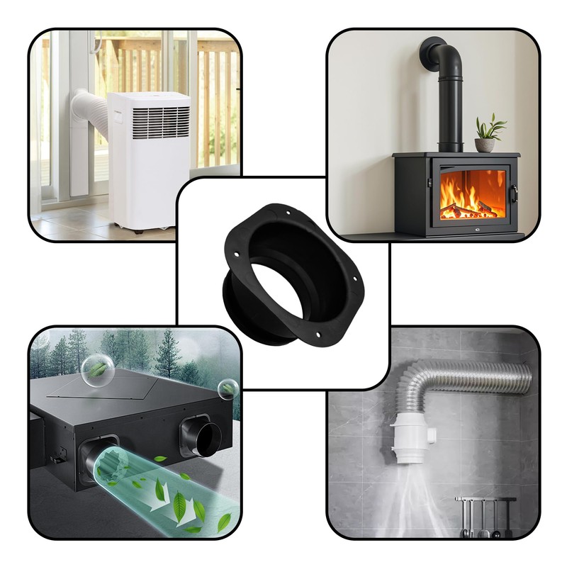 2Pcs 4 Inch Duct Connector Flange, ABS Plastic Wall Plate,
