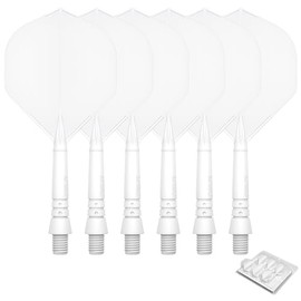 CyeeLife 6pcs Molded Dart Flights and Shafts,one Piece Integrated Accessory CF02A White-L