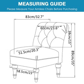 LiveGo Armless Accent Chair Cover Slipcover,Slipper Chair Stretch Spandex Removable for Armless Chair Furniture Protector for Living Dining Room Hotel (Beige)