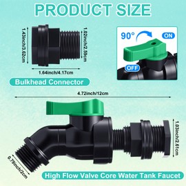 Innconee 3 Sets Rain Barrel Spigot Kit 3/4" High Flow Water Barrel Faucet 1/2 NPT Inlet to 3/4 GHT Outlet Bulkhead Plastic Spigot for Downspout Container Rainwater Collection