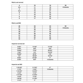 Identification labels compatible with toolbox widget vertical PRO wrench holders (SAE BIG set, Black)