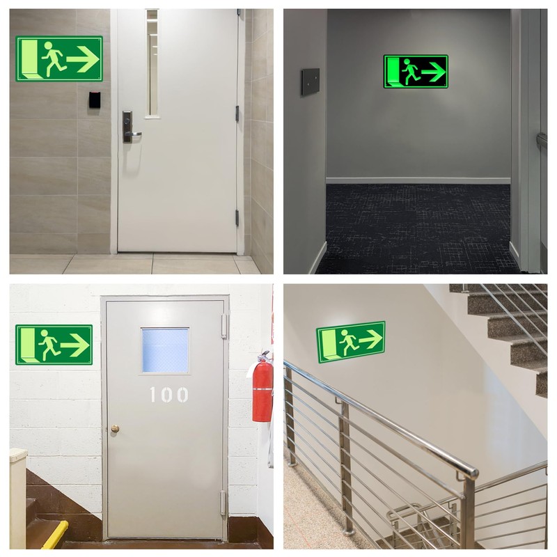 Emergency Exit Sign, Afterglow, Pack of 3 Emergency Exit Sign,