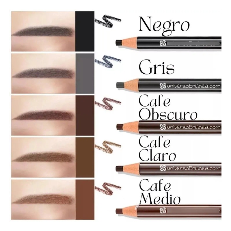 Lápiz Delineador Diseño Cejas + Brocha Doble Punta Kit 3pz