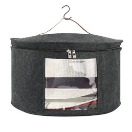 QWLWBU Hat Storage Box,Hat Box for Travel,17 x 10in Round Hat Organizer Box Foldable Felt Hat Box with Lids,Storage Bin Suitable for Cowboy Hats,Baseball cap Caps,Panama Tweed Hats