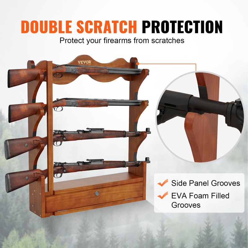 VEVOR Gun Rack, Wood Gun Rack Wall Mount, Gun Display