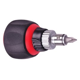 E-Value ERD-5 Stubby Ratchet Screwdriver with Built-In Bits