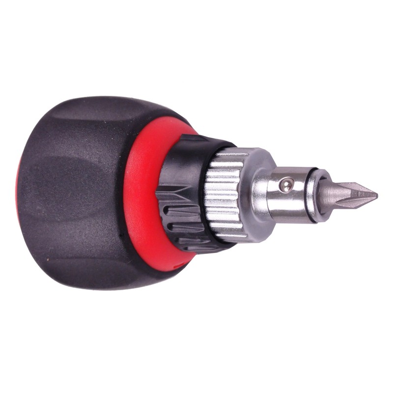 E-Value ERD-5 Stubby Ratchet Screwdriver with Built-In Bits