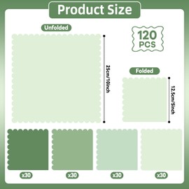 gisgfim 120 PCS Sage Green Napkins Disposable 5 x 5 Inch Olive Green Scalloped Paper Napkins Greenery Gradient Beverage Dinner Dessert Napkin for Wedding Baby Bridal Shower Birthday Party Supplies